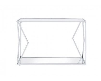 ACME - Virtue Sofa Table in Clear Glass/Chrome