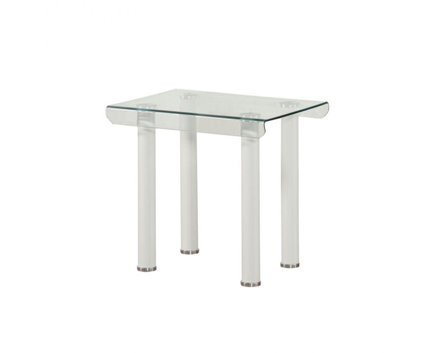 ACME - Gordie End Table in Clear Glass/White