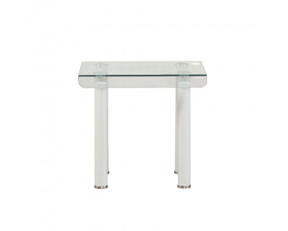 ACME - Gordie End Table in Clear Glass/White