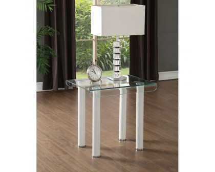 ACME - Gordie End Table in Clear Glass/White