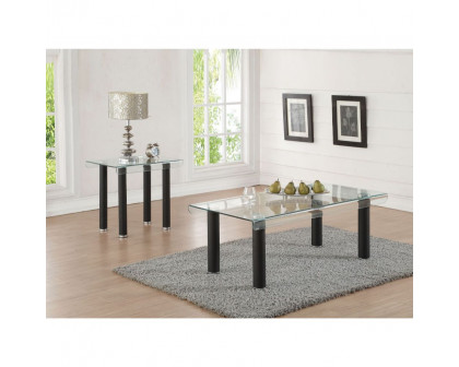 ACME Gordie Glass Top Rectangular Coffee Table - Black