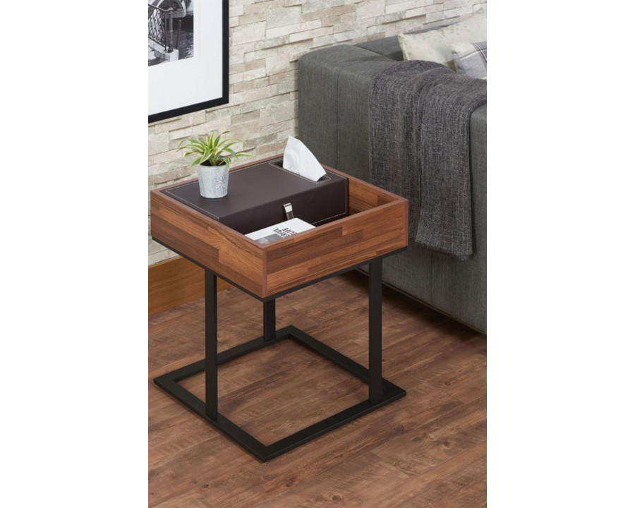 ACME - Sara II Accent Table in Espresso PU/Walnut/Sandy Black