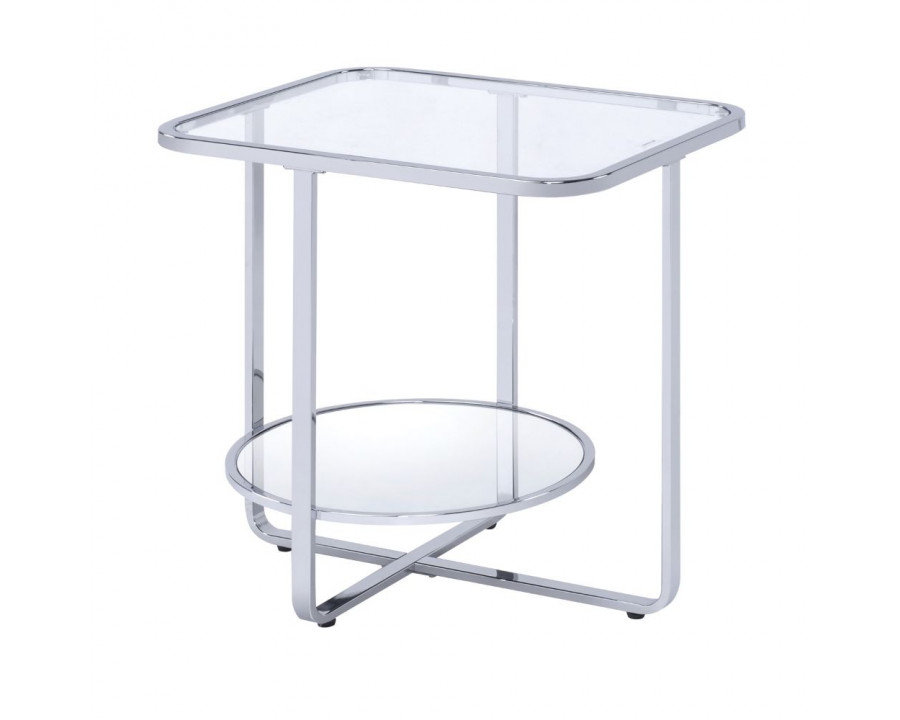 ACME - Hollo End Table in Glass/Chrome