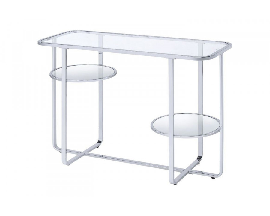 ACME - Hollo Sofa Table in Glass/Chrome