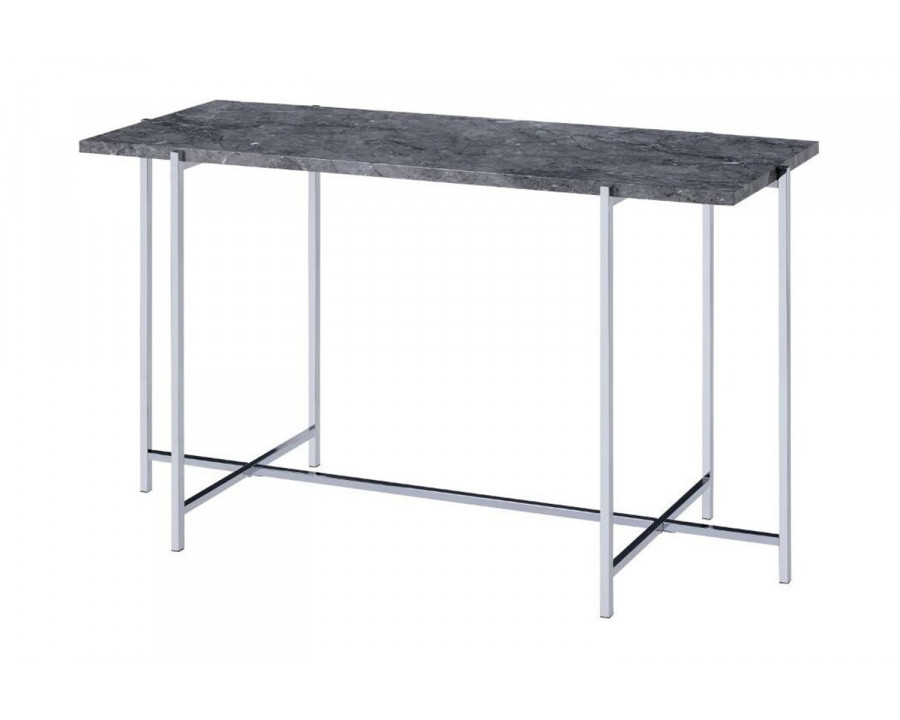 ACME - Adelae Sofa Table in Faux Marble Top/Chrome