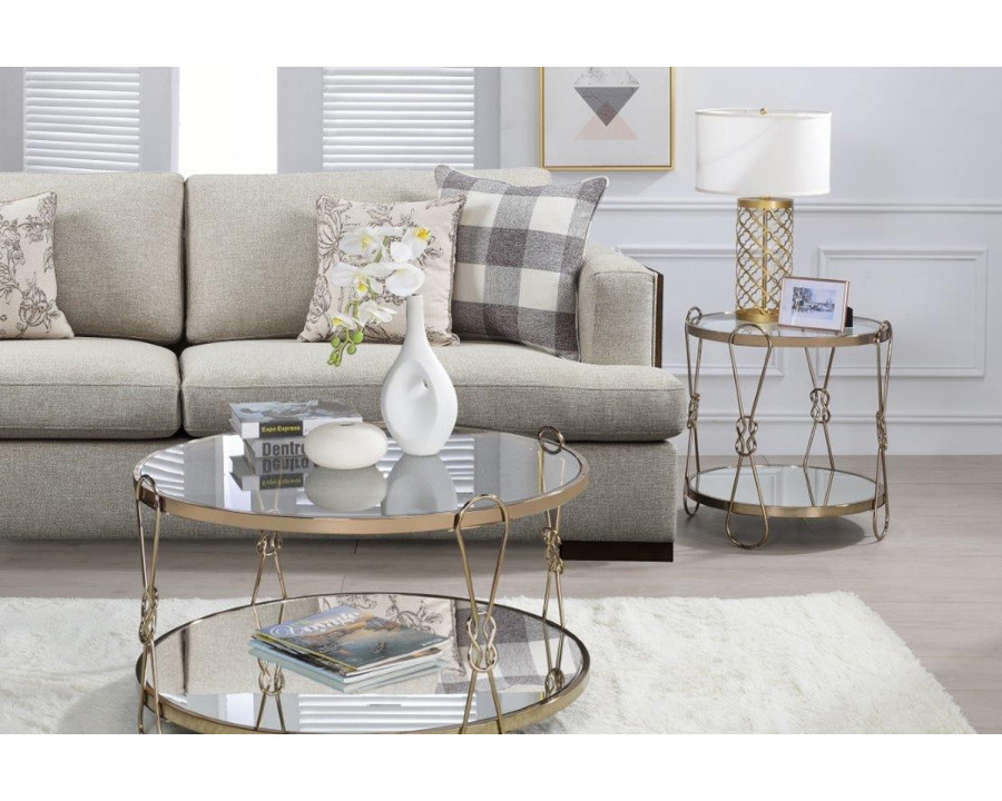 ACME - Zekera Coffee Table in Mirrored/Champagne