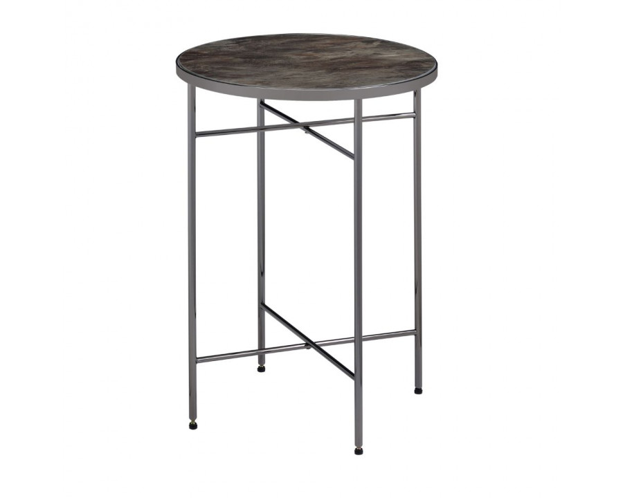 ACME - Bage Accent Table in Glass/Black Nickel