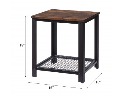 ACME Taurus End Table - Rustic Oak/Black