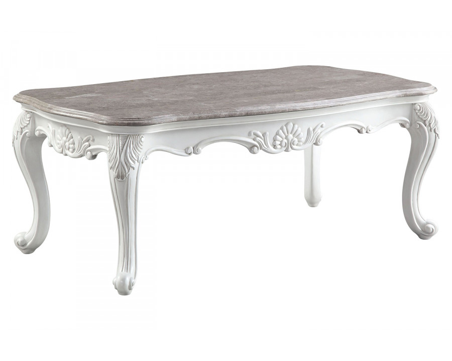 ACME - Ciddrenar Coffee Table in Marble Top/White