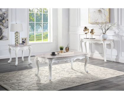 ACME - Ciddrenar Coffee Table in Marble Top/White