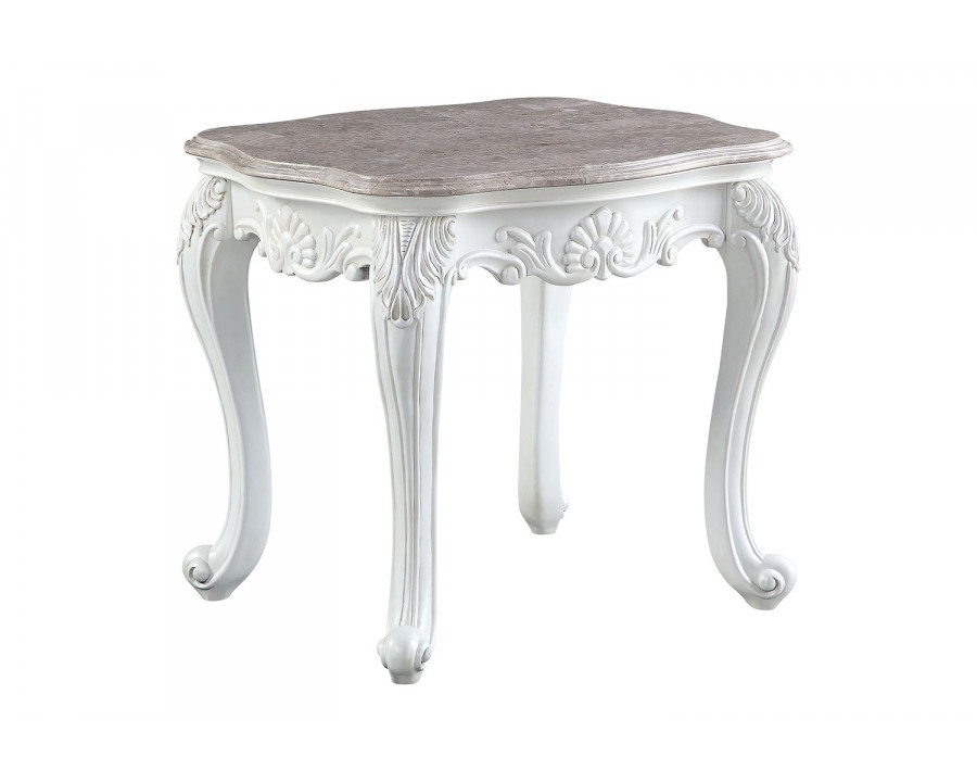 ACME - Ciddrenar End Table in Marble Top/White