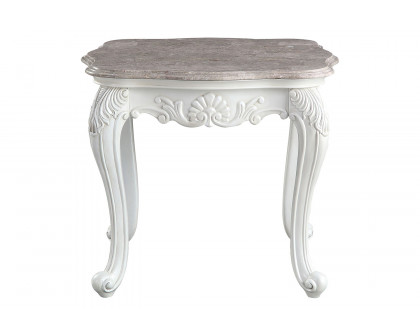 ACME - Ciddrenar End Table in Marble Top/White