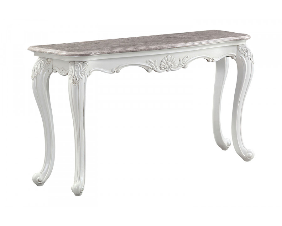 ACME - Ciddrenar Sofa Table in Marble Top/White