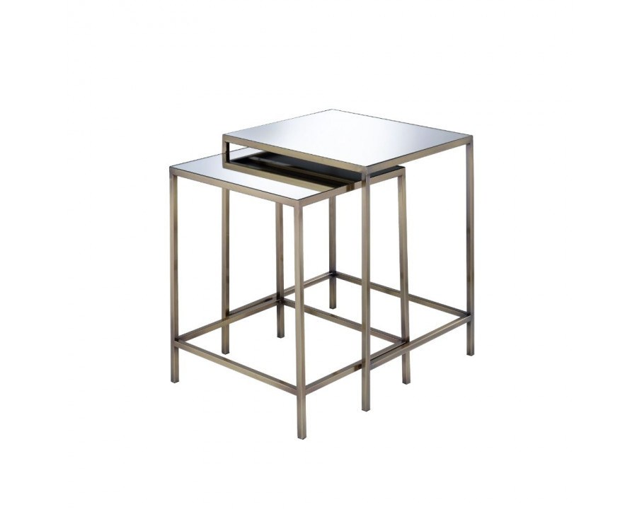 ACME - Yumia Coffee Table in Antique Brass/Mirror