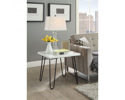 ACME Telestis End Table - White Marble/Black