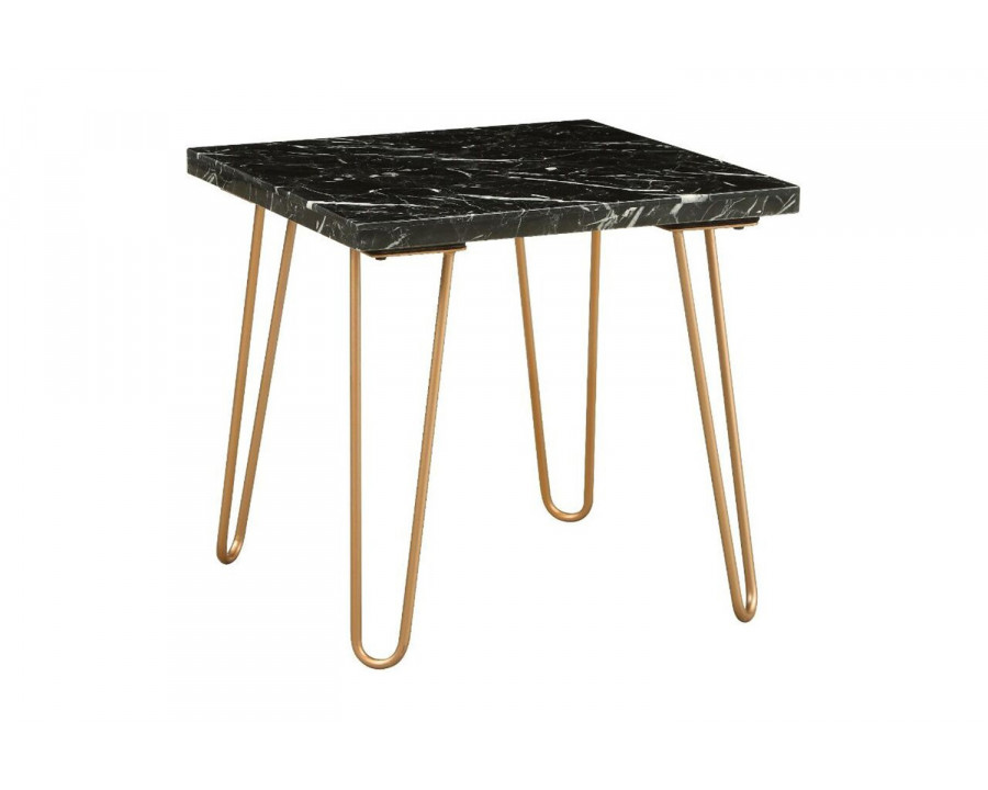 ACME Telestis End Table - Black Marble/Gold