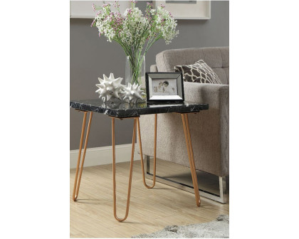 ACME Telestis End Table - Black Marble/Gold