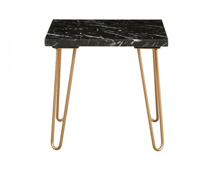 ACME Telestis End Table - Black Marble/Gold