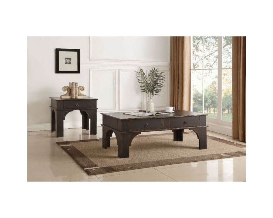 ACME - Elvira End Table in Antique Espresso