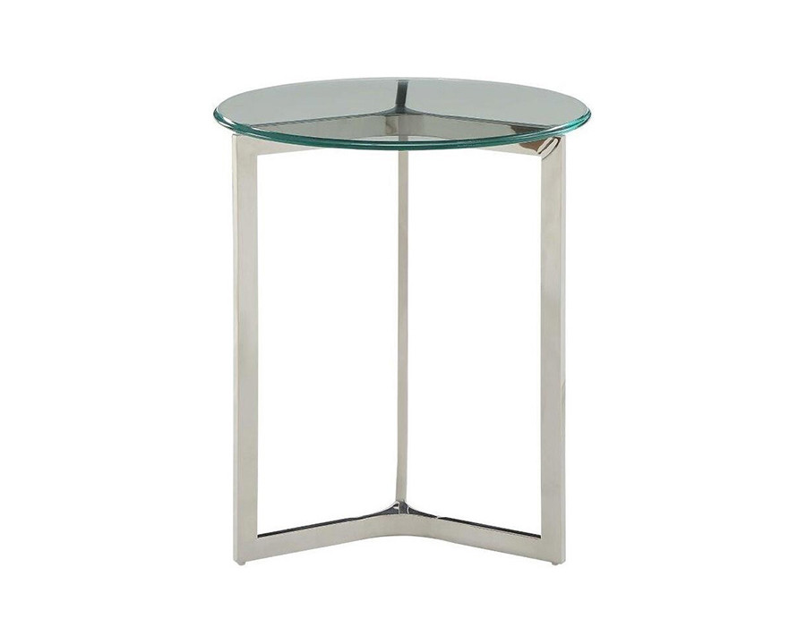 ACME - Volusius End Table in Clear Glass/Stainless Steel