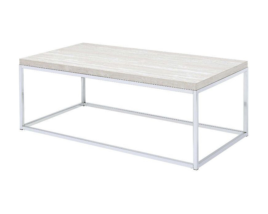 ACME - Snyder Coffee Table in Engineered Stone Top/Chrome