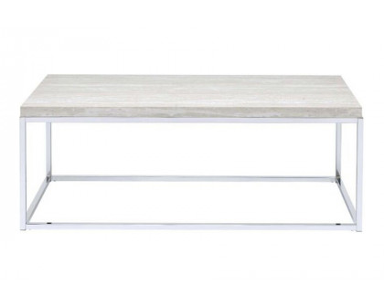 ACME - Snyder Coffee Table in Engineered Stone Top/Chrome