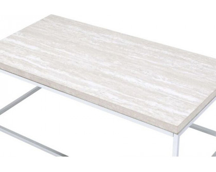 ACME - Snyder Coffee Table in Engineered Stone Top/Chrome