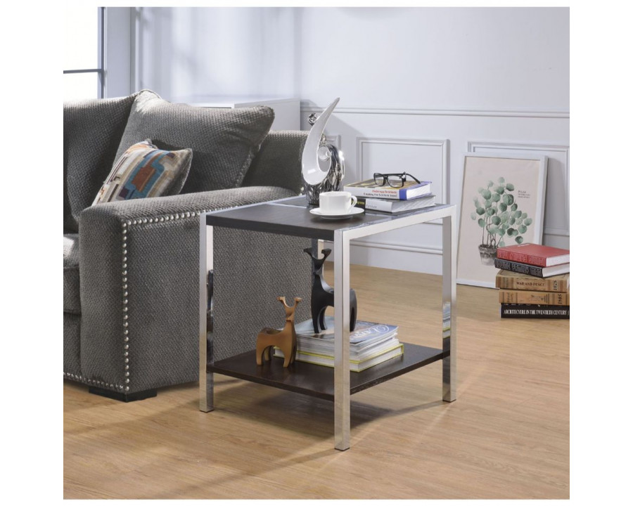 ACME - Jethro End Table in Espresso/Chrome