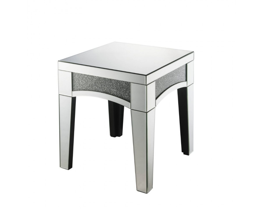 ACME - Noralie End Table in Mirrored/Faux Diamonds (84677)