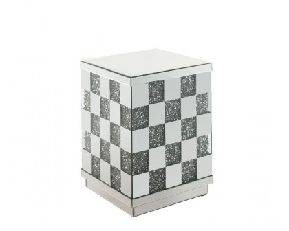 ACME - Noralie End Table in Mirrored/Faux Diamonds (84692)