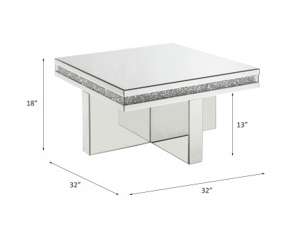 ACME - Noralie Coffee Table in Mirrored/Faux Diamonds (84695)