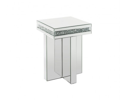 ACME - Noralie End Table in Mirrored/Faux Diamonds (84697)