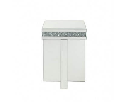 ACME - Noralie End Table in Mirrored/Faux Diamonds (84697)