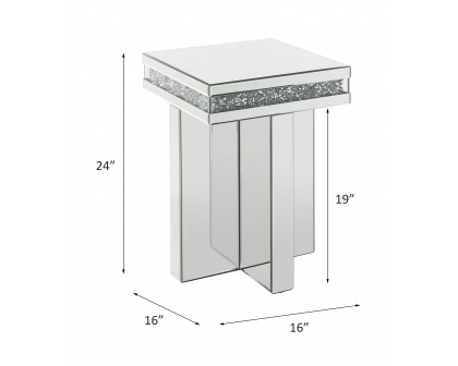 ACME - Noralie End Table in Mirrored/Faux Diamonds (84697)