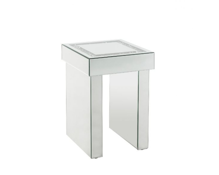 ACME - Noralie End Table in Mirrored/Faux Diamonds (84702)