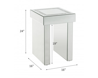 ACME - Noralie End Table in Mirrored/Faux Diamonds (84702)