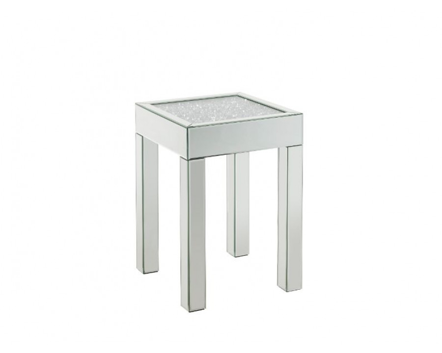 ACME - Noralie End Table in Mirrored/Faux Diamonds (84707)