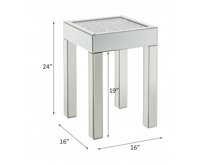 ACME - Noralie End Table in Mirrored/Faux Diamonds (84707)