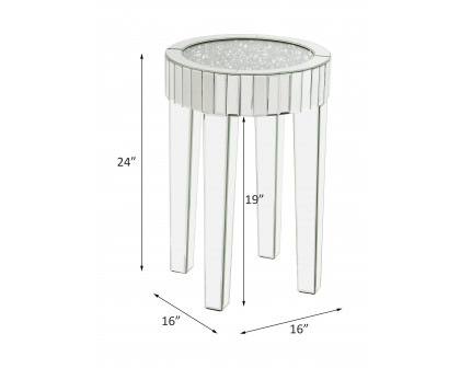 ACME - Noralie End Table in Mirrored/Faux Diamonds (84712)