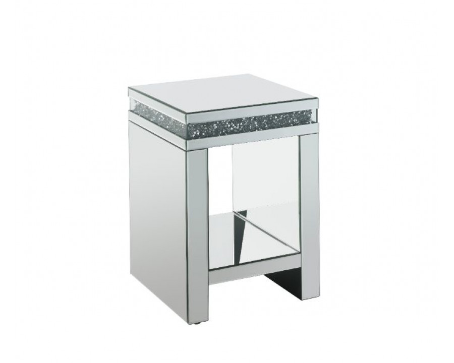 ACME - Noralie End Table in Mirrored/Faux Diamonds (84717)