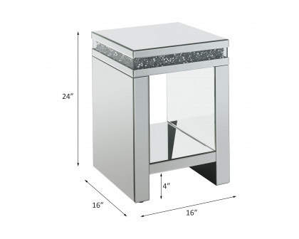 ACME - Noralie End Table in Mirrored/Faux Diamonds (84717)