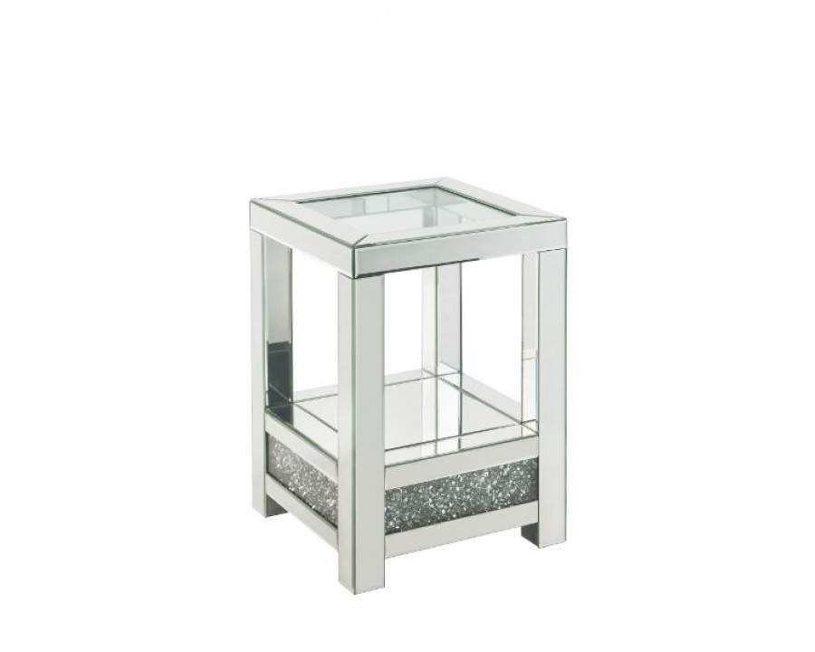 ACME - Noralie End Table in Mirrored/Faux Diamonds (84722)