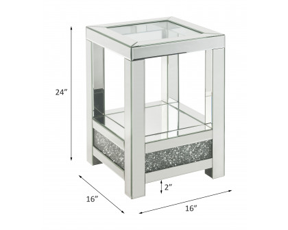 ACME - Noralie End Table in Mirrored/Faux Diamonds (84722)