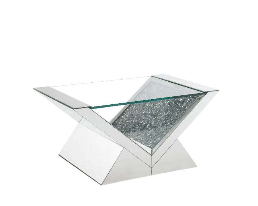 ACME - Noralie Coffee Table in Clear Glass/Mirrored/Faux Diamonds (84725)