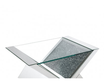 ACME - Noralie Coffee Table in Clear Glass/Mirrored/Faux Diamonds (84725)