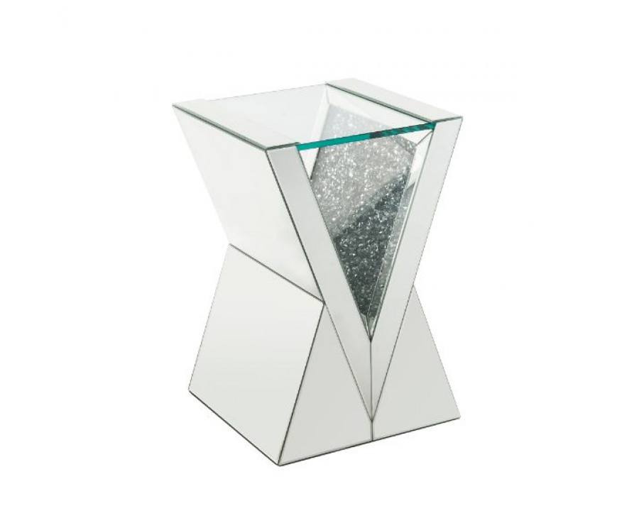 ACME - Noralie End Table in Clear Glass/Mirrored/Faux Diamonds (84727)