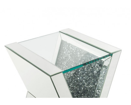 ACME - Noralie End Table in Clear Glass/Mirrored/Faux Diamonds (84727)