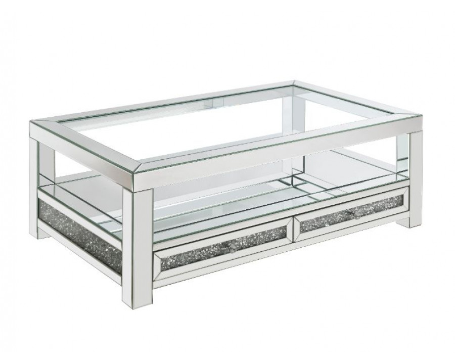 ACME - Noralie Coffee Table in Mirrored/Faux Diamonds (84730)