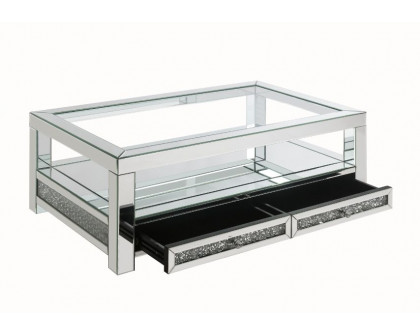 ACME - Noralie Coffee Table in Mirrored/Faux Diamonds (84730)