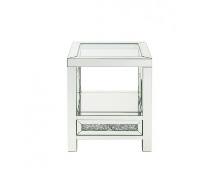 ACME - Noralie End Table in Mirrored/Faux Diamonds (84732)